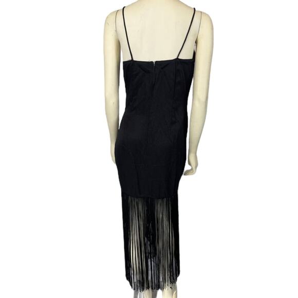 Vintage Dave & Johnny faux wrap fringed flapper dress gathered to side small - Picture 10 of 12